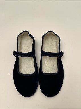 Velvet Mary Jane Ballet Flats Minimalist Balletcore Navy Indoor Outdoor EU 39